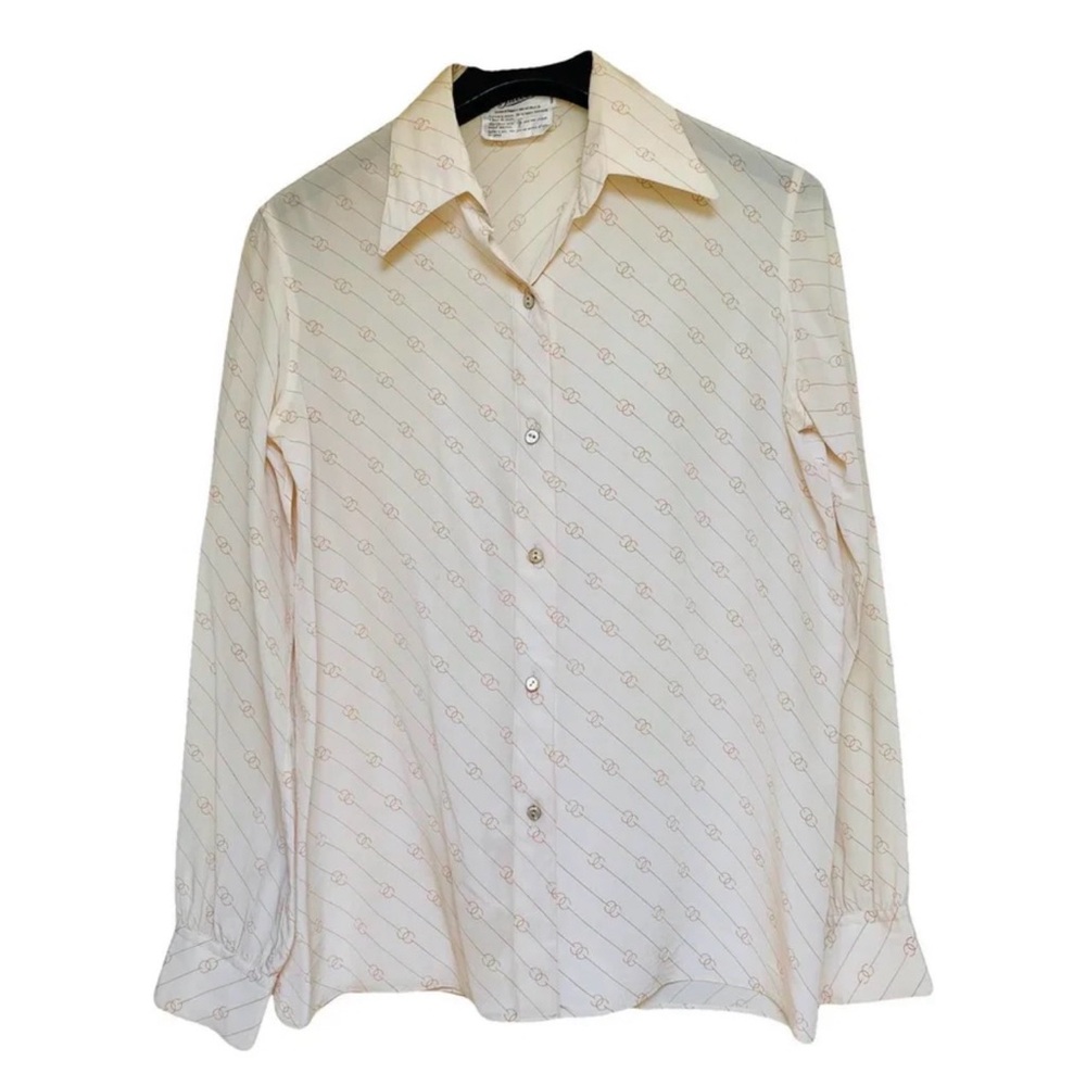 Gucci Cream Patterned Button-Down Shirt 100% silk, 44 IT